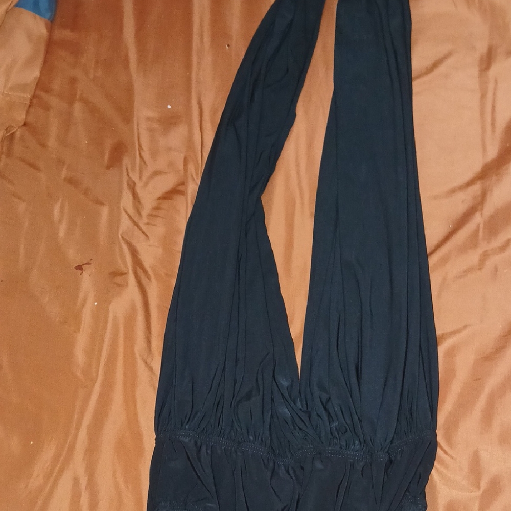 Body Central Black Halter Jumpsuit with Wide Leg